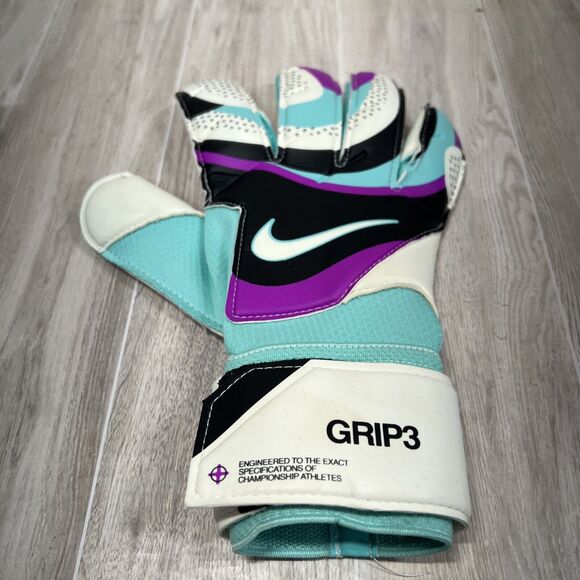 Nike Grip3 Goalkeeper Gloves 'Black/Hyper Turquoise/Rush Fuchsia/White' Size 8 - Picture 4 of 7